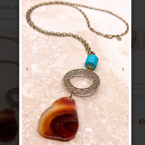 GiaJean Boutique Jewelry - Bohemian “ Marcela “ Boho Chain Link Necklace with Bronze Ring and Pendant R2A